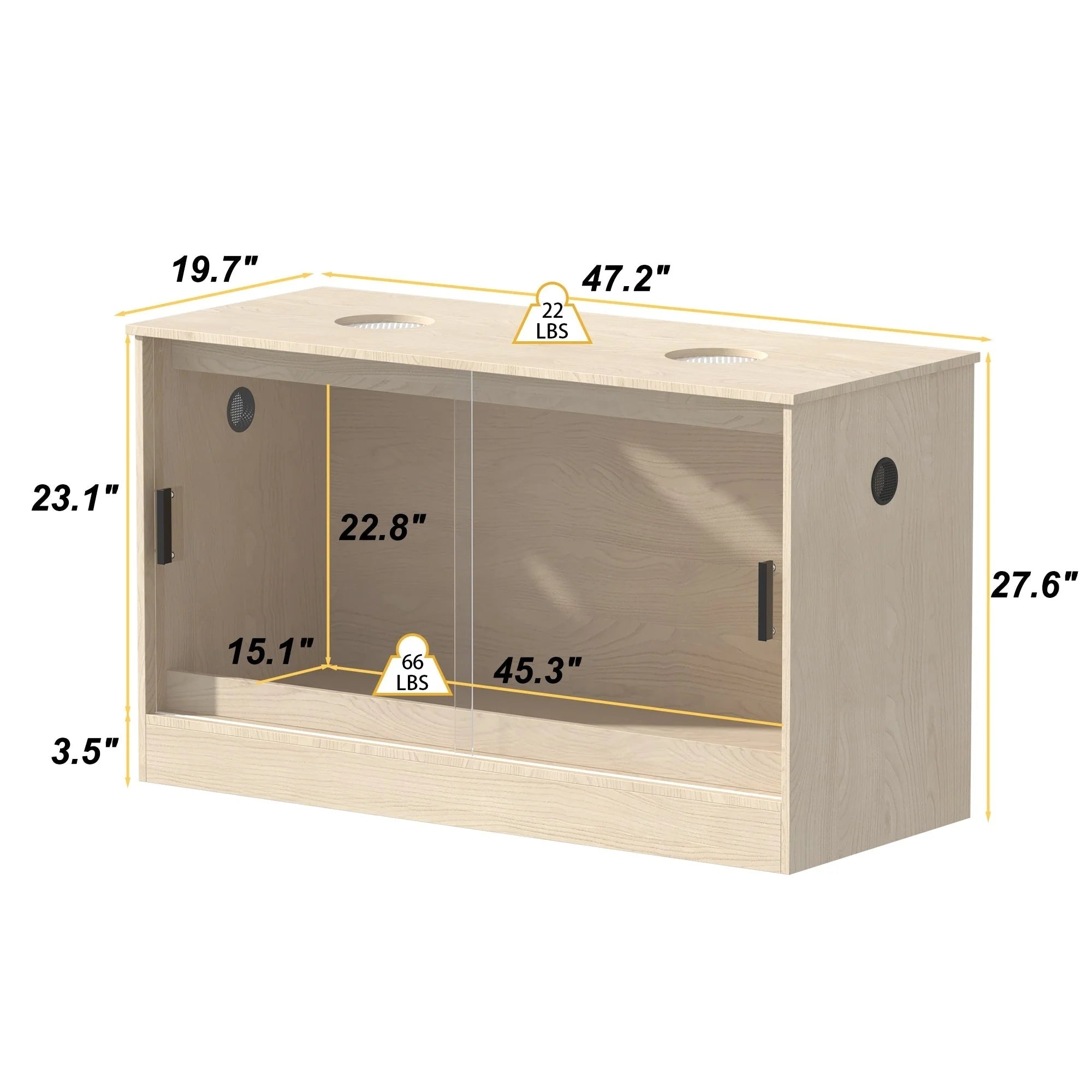 Habitat pour reptiles - Terrarium spacieux pour lézards, serpents et plus - 47,2