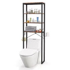 Costway Bathroom 4-Tier Over the Toilet Storage Rack Freestanding Organizer Rustic Brown