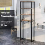 Étagère de Rangement 4 Niveaux Costway pour Salle de Bain Au-Dessus des Toilettes, Organisateur Autonome Marron Rustique