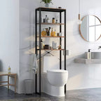 Étagère de Rangement 4 Niveaux Costway pour Salle de Bain Au-Dessus des Toilettes, Organisateur Autonome Marron Rustique