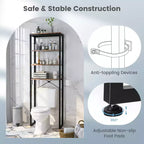 Étagère de Rangement 4 Niveaux Costway pour Salle de Bain Au-Dessus des Toilettes, Organisateur Autonome Marron Rustique