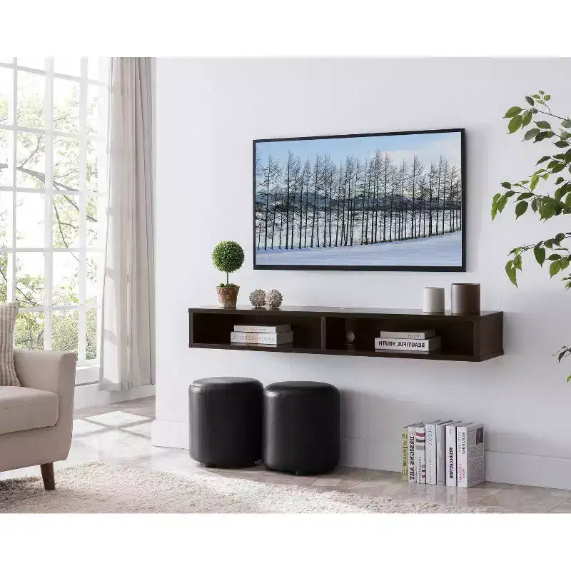Meuble TV console flottant Eglantine pour téléviseurs jusqu'à 60 po - miBasics