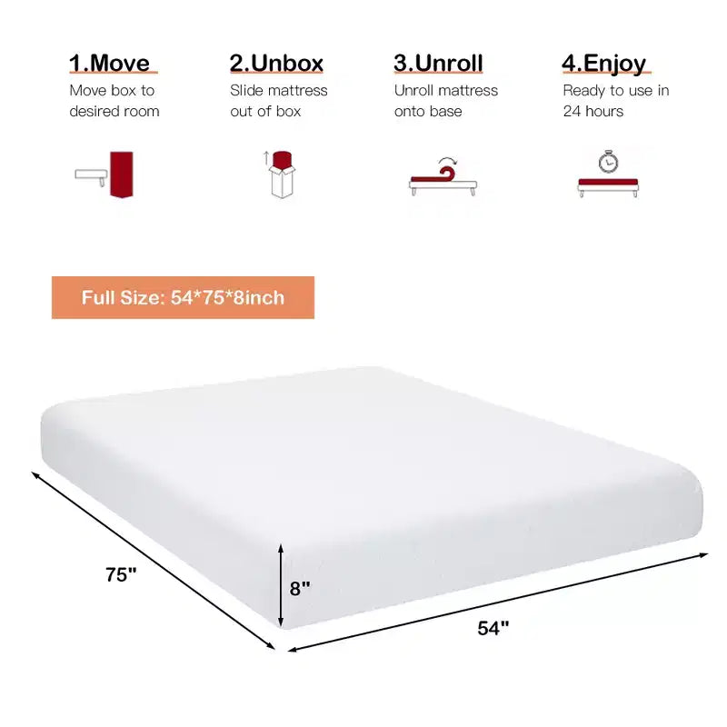Costway Matelas en mousse 8'' grand lit/double/queen/king Jacquard Fermeté moyenne Lit-dans-une-boîte Chambre à coucher avec housse amovible