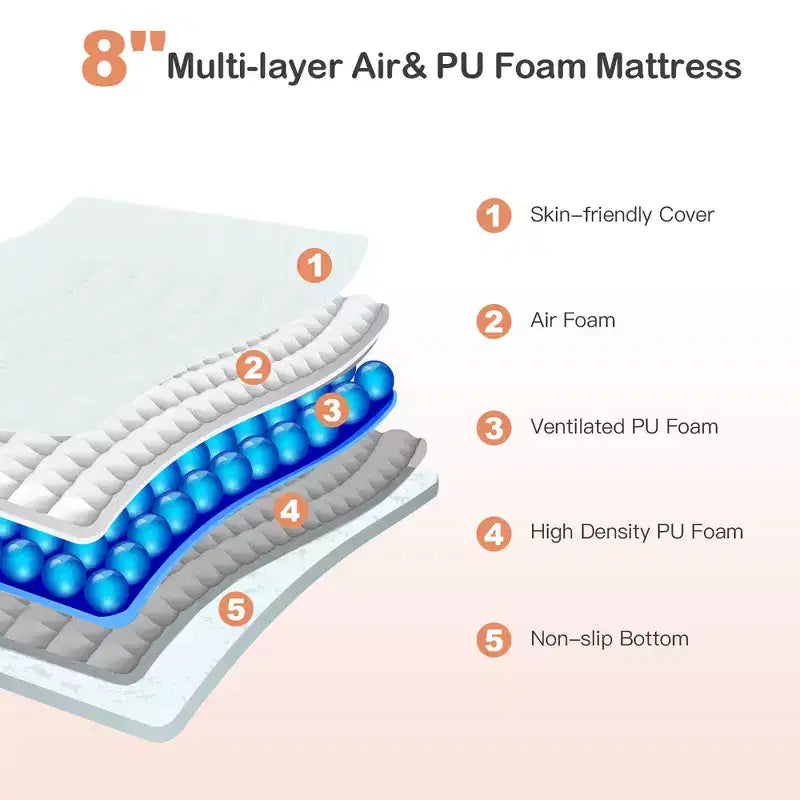Costway Matelas en mousse 8'' grand lit/double/queen/king Jacquard Fermeté moyenne Lit-dans-une-boîte Chambre à coucher avec housse amovible