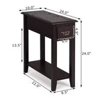 Costway Lot de 2 tables de chevet à 2 niveaux avec tiroir et étagère, couleur expresso