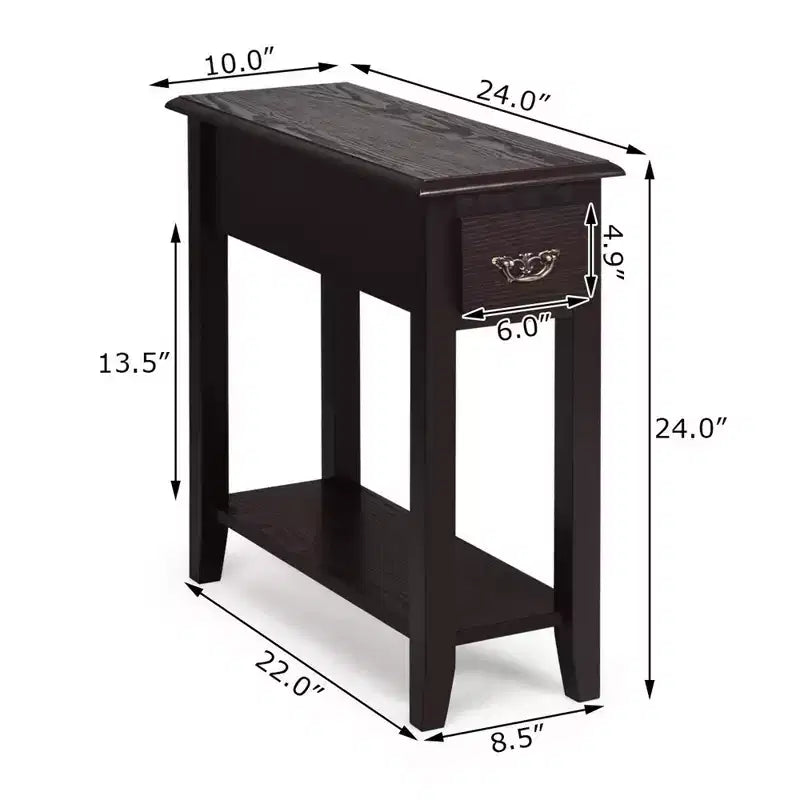 Costway Lot de 2 tables de chevet à 2 niveaux avec tiroir et étagère, couleur expresso
