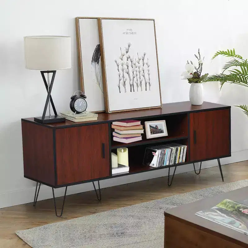 Meuble TV Costway 59'', meuble console multimédia, meuble de rangement, étagère