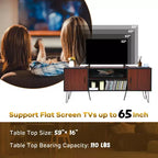 Meuble TV Costway 59'', meuble console multimédia, meuble de rangement, étagère