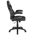Chaise de jeu à dossier haut BlackArc en similicuir, siège pivotant réglable en hauteur et accoudoirs rembourrés relevables