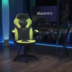 Chaise de jeu à dossier haut BlackArc en similicuir, siège pivotant réglable en hauteur et accoudoirs rembourrés relevables