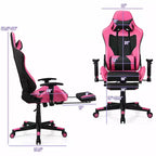 Chaise de jeu massante Costway, fauteuil de bureau inclinable style course avec repose-pieds blanc/bleu/rose/rouge