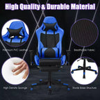 Chaise de jeu massante Costway, fauteuil de bureau inclinable style course avec repose-pieds blanc/bleu/rose/rouge