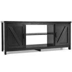Meuble TV Costway 150 cm avec console média et armoire de rangement pour téléviseur 65", coloris naturel/noir/café