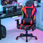 Chaise de jeu Costway pivotante réglable avec lumières LED dynamiques