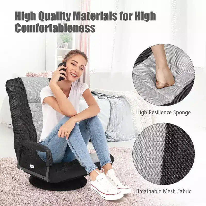 Chaise de jeu au sol pivotante à 360 degrés Costway avec dossier pliable et réglable