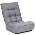 Costway 4-Position Floor Chair Folding Lazy Sofa w/Adjustable Backrest& Headrest Gray