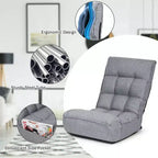 Costway Fauteuil de sol 4 positions pliant avec dossier et appui-tête réglables Gris
