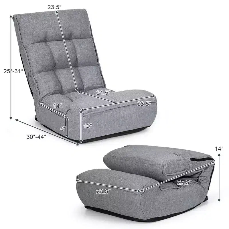 Costway Fauteuil de sol 4 positions pliant avec dossier et appui-tête réglables Gris