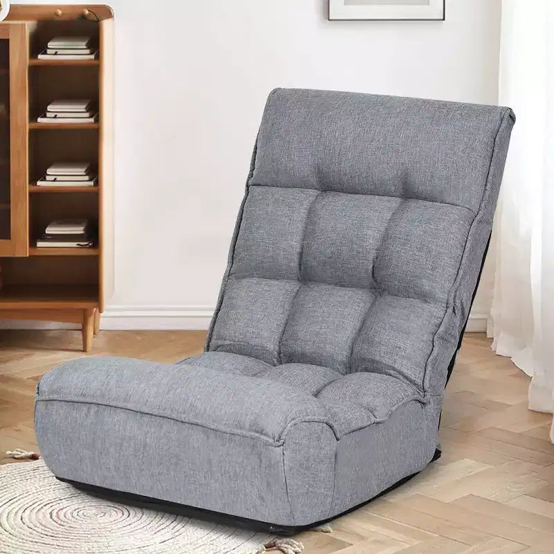 Costway Fauteuil de sol 4 positions pliant avec dossier et appui-tête réglables Gris