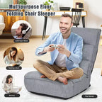 Costway Fauteuil de sol 4 positions pliant avec dossier et appui-tête réglables Gris