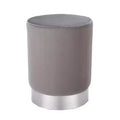 BirdRock Home Round Velvet Ottoman Foot Stool - Grey