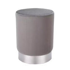 BirdRock Home Round Velvet Ottoman Foot Stool - Grey
