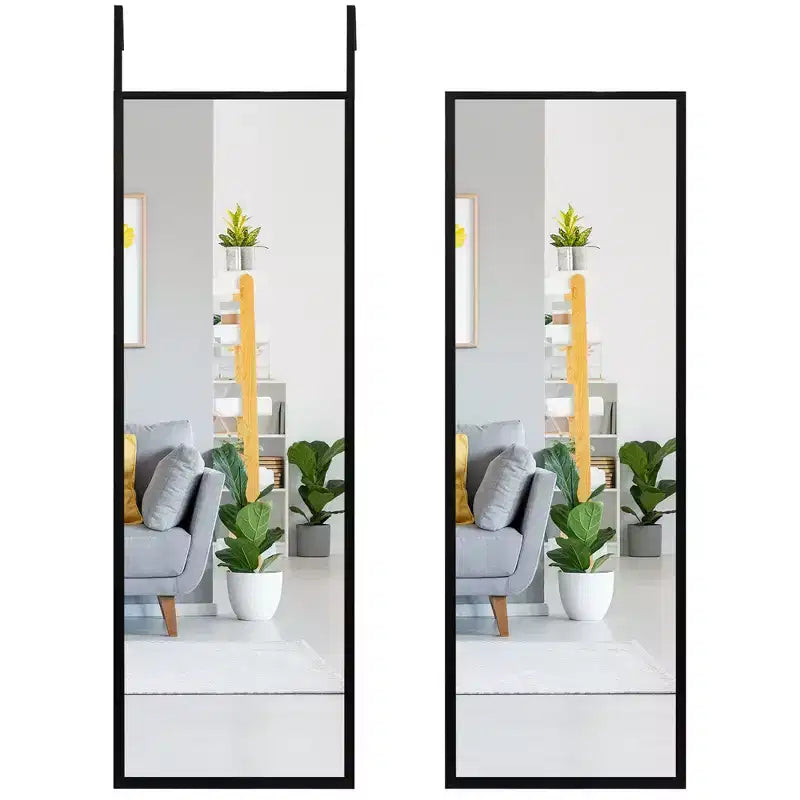 Costway Door Wall Mounted Mirror Full Length Hanging Mirror Bedroom Bathroom Coffee\Black