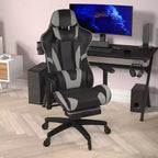 Chaise de jeu Flash Furniture X30 Chaise d'ordinateur de course avec dossier inclinable, repose-pieds coulissant et roulettes transparentes