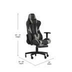 Chaise de jeu Flash Furniture X30 Chaise d'ordinateur de course avec dossier inclinable, repose-pieds coulissant et roulettes transparentes