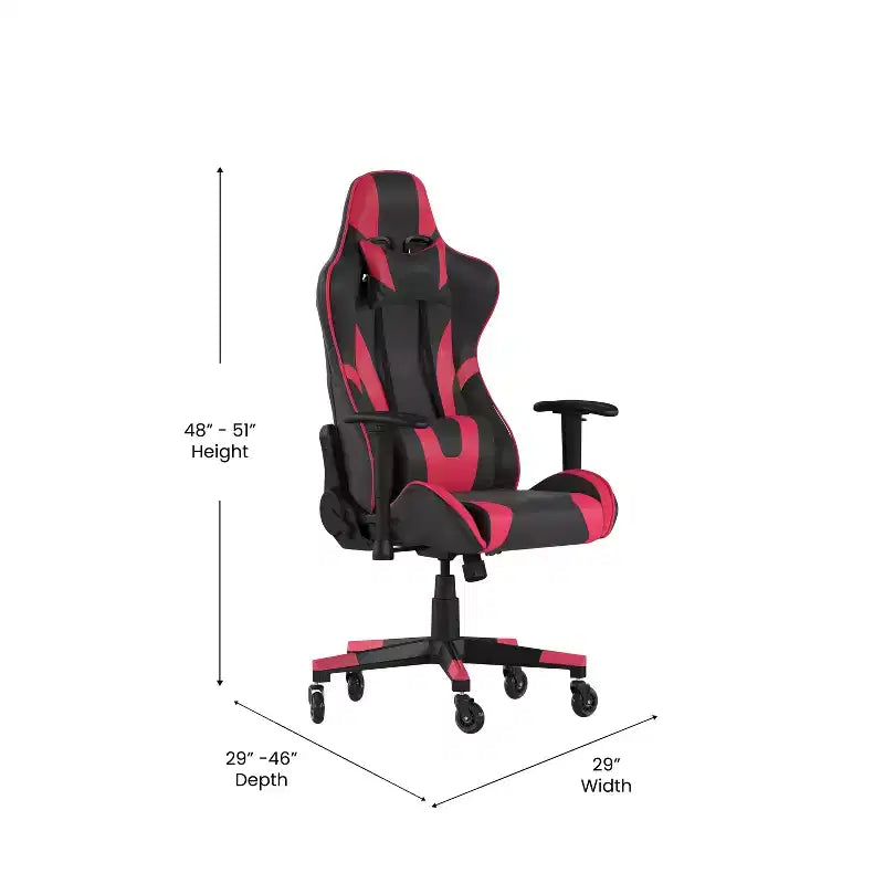 Chaise de bureau de jeu Flash Furniture X20, type baquet, pour ordinateur, réglable, avec dossier inclinable et roulettes transparentes
