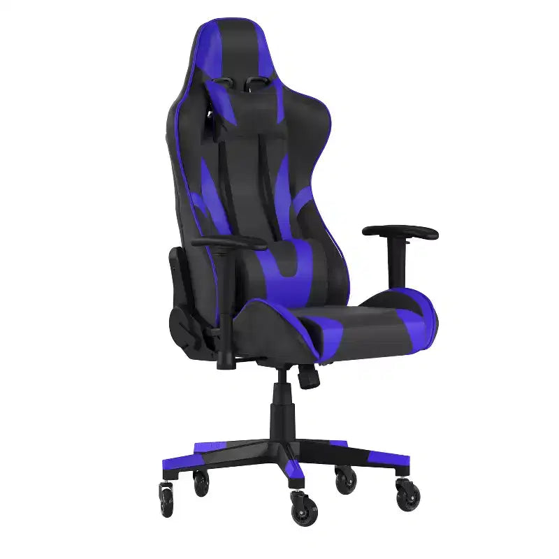 Chaise de bureau de jeu Flash Furniture X20, type baquet, pour ordinateur, réglable, avec dossier inclinable et roulettes transparentes