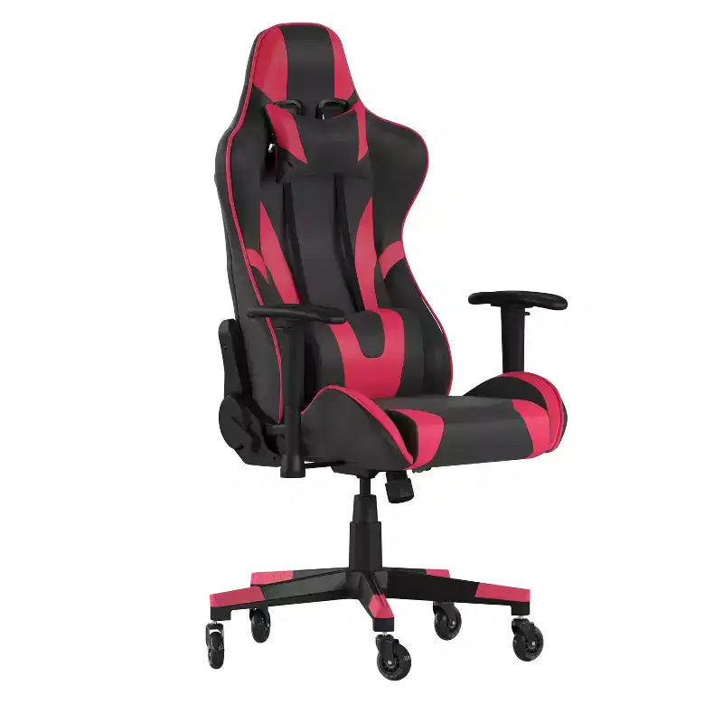 Chaise de bureau de jeu Flash Furniture X20, type baquet, pour ordinateur, réglable, avec dossier inclinable et roulettes transparentes