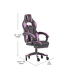 Chaise de jeu Flash Furniture X40, chaise d'ordinateur de course avec dossier et accoudoirs entièrement inclinables et roulettes transparentes, repose-pieds coulissant
