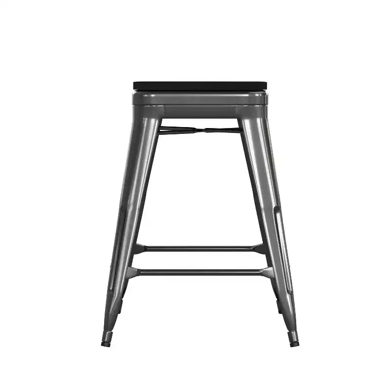 Flash Furniture Cierra, ensemble de 4 tabourets de bar en métal sans dossier de 61 cm de hauteur, de qualité commerciale, pour l'intérieur, avec sièges en résine polyvalente tout temps