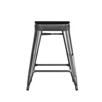 Flash Furniture Cierra, ensemble de 4 tabourets de bar en métal sans dossier de 61 cm de hauteur, de qualité commerciale, pour l'intérieur, avec sièges en résine polyvalente tout temps