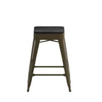 Flash Furniture Cierra, ensemble de 4 tabourets de bar en métal sans dossier de 61 cm de hauteur, de qualité commerciale, pour l'intérieur, avec sièges en résine polyvalente tout temps