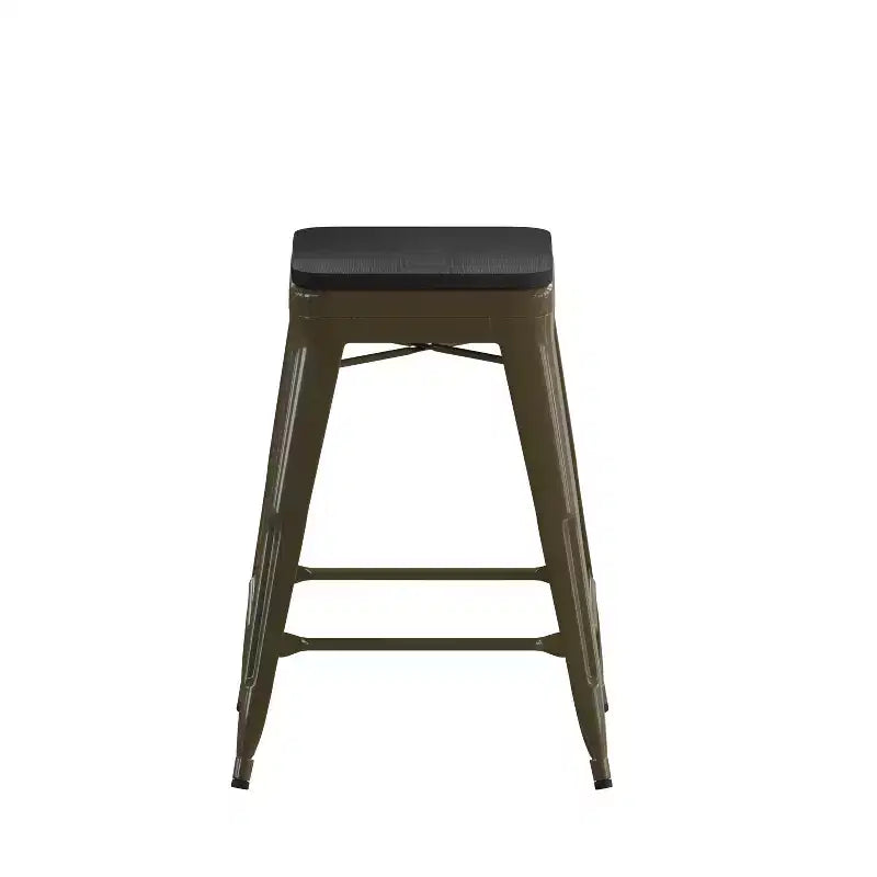 Flash Furniture Cierra, ensemble de 4 tabourets de bar en métal sans dossier de 61 cm de hauteur, de qualité commerciale, pour l'intérieur, avec sièges en résine polyvalente tout temps