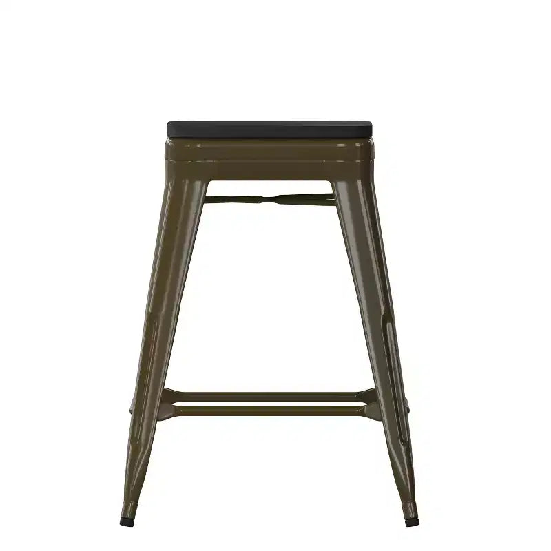 Flash Furniture Cierra, ensemble de 4 tabourets de bar en métal sans dossier de 61 cm de hauteur, de qualité commerciale, pour l'intérieur, avec sièges en résine polyvalente tout temps