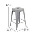 Flash Furniture Cierra, ensemble de 4 tabourets de bar en métal sans dossier de 61 cm de hauteur, de qualité commerciale, pour l'intérieur, avec sièges en résine polyvalente tout temps