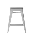 Flash Furniture Cierra, ensemble de 4 tabourets de bar en métal sans dossier de 61 cm de hauteur, de qualité commerciale, pour l'intérieur, avec sièges en résine polyvalente tout temps