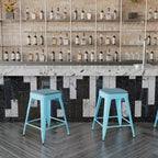 Flash Furniture Cierra, ensemble de 4 tabourets de bar en métal sans dossier de 61 cm de hauteur, de qualité commerciale, pour l'intérieur, avec sièges en résine polyvalente tout temps