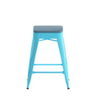 Flash Furniture Cierra, ensemble de 4 tabourets de bar en métal sans dossier de 61 cm de hauteur, de qualité commerciale, pour l'intérieur, avec sièges en résine polyvalente tout temps