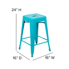 Flash Furniture Cierra, ensemble de 4 tabourets de bar en métal sans dossier de 61 cm de hauteur, de qualité commerciale, pour l'intérieur, avec sièges en résine polyvalente tout temps