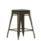 Flash Furniture Cierra, ensemble de 4 tabourets de bar en métal sans dossier de 61 cm de hauteur, de qualité commerciale, pour l'intérieur, avec sièges en résine polyvalente tout temps