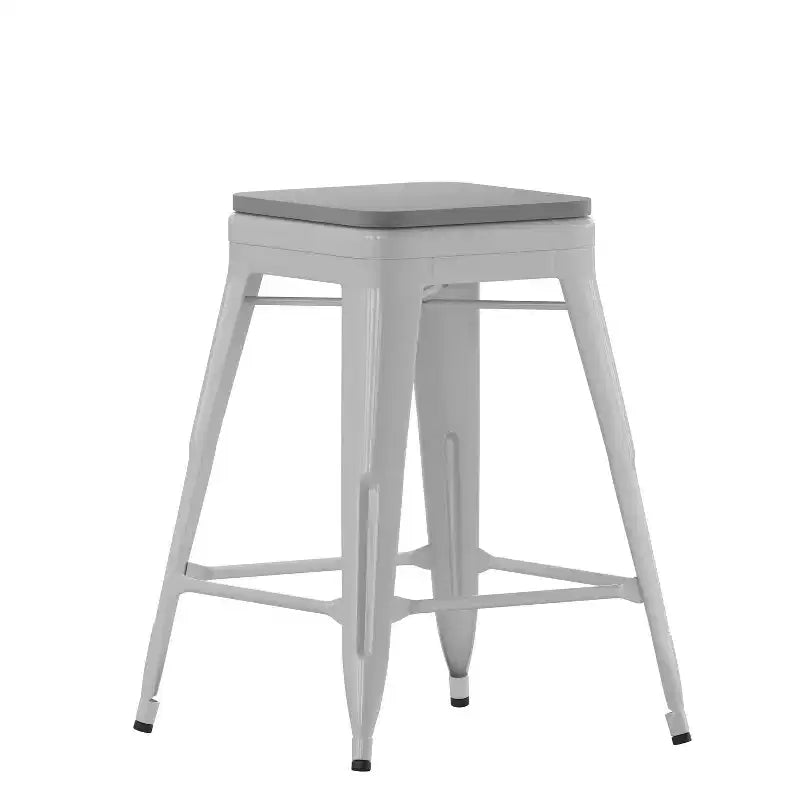 Flash Furniture Cierra, ensemble de 4 tabourets de bar en métal sans dossier de 61 cm de hauteur, de qualité commerciale, pour l'intérieur, avec sièges en résine polyvalente tout temps