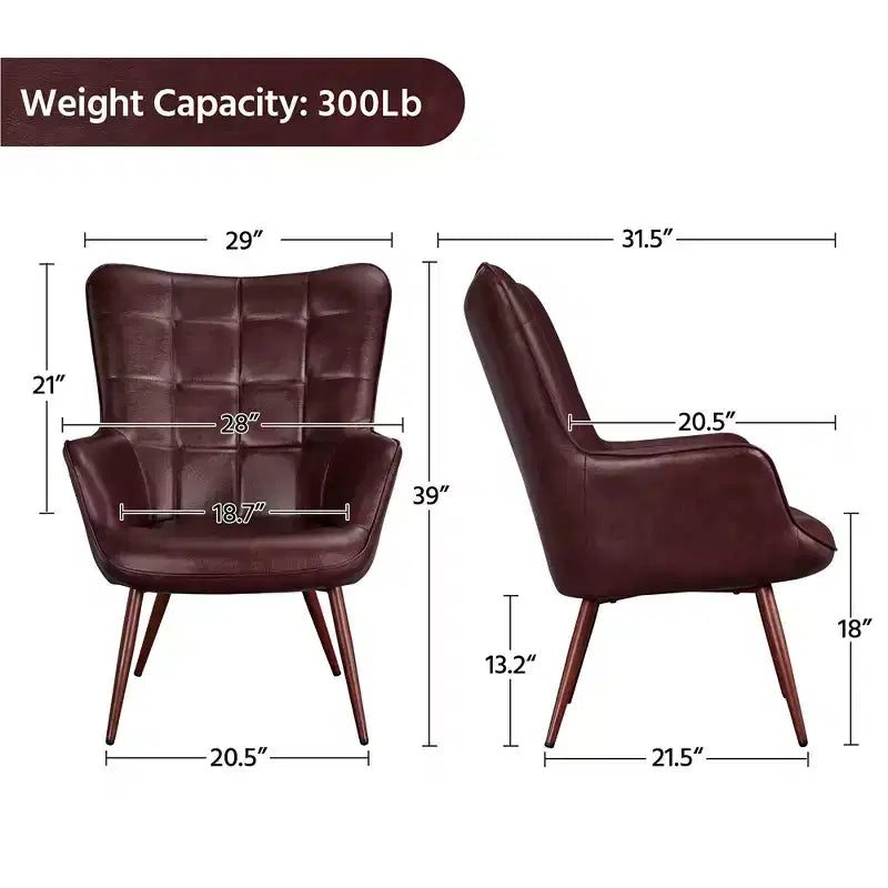Fauteuil d'appoint en cuir à oreilles Yaheetech pour salon