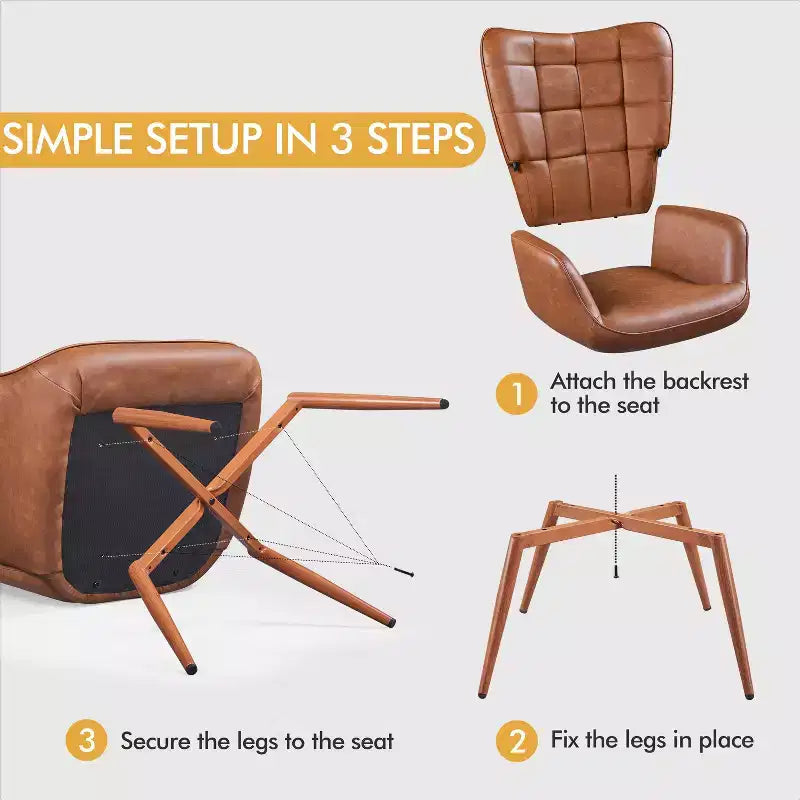 Fauteuil d'appoint en cuir à oreilles Yaheetech pour salon