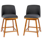 Emma and Oliver Upholstered Mid-Back Stools with Nailhead Accent Trim & Wood Frames