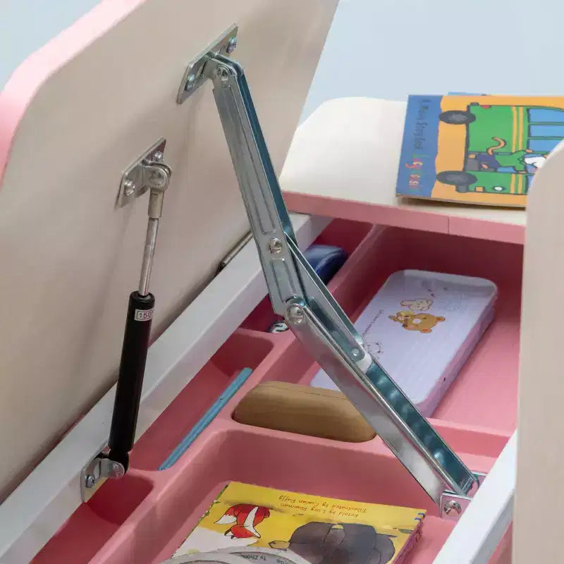 Bureau d'enfant Qaba, table d'étude scolaire réglable en hauteur pour enfants, bureau d'écriture pour étudiant avec plateau inclinable, tiroir, étagère de rangement, porte-stylo