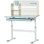 Bureau d'enfant Qaba, table d'étude scolaire réglable en hauteur pour enfants, bureau d'écriture pour étudiant avec plateau inclinable, tiroir, étagère de rangement, porte-stylo